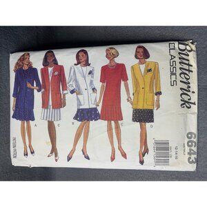 Butterick Misses Dress Jacket Sewing Pattern Size 12 14 16 6643 - uncut